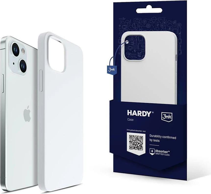Mbështjellës 3mk Hardy Silicone MagCase për iPhone 15, bardhë dhe argjendtë