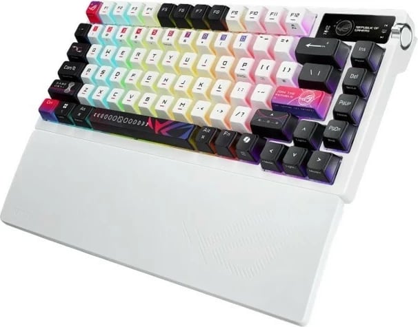 Tastierë Asus ROG Azoth X, mekanike, RGB, wireless/wired, 75%, bardhë-zi