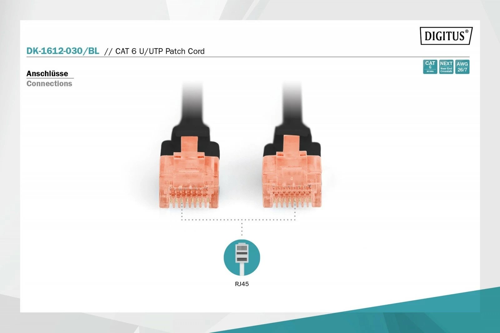 Kabllo rrjeti Digitus DK-1612-030/BL, CAT 6, 3m, e zezë