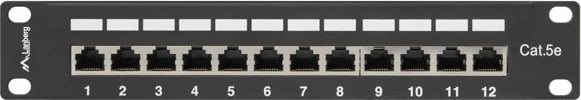 Patch panel Lanberg PPF5-9012-B, 12 porta, 1U, Cat 5e, i zi