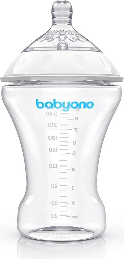 Shishe ushqimi anticolic, BabyOno, Natural Nursing, 260 ml, transparente