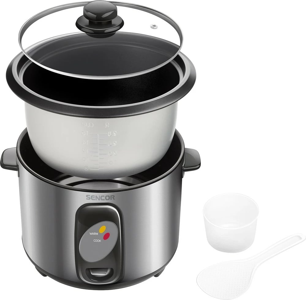 Tenxhere speciale për gatimin e orizit Sencor SRM 1000SS , 1 l, 400 W, e argjendtë