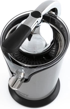 Shtrydhëse agrumesh, Adler Camry CR 4006, 500W max 100W nominale, levë çeliku, NoDrip, 2 konusa, çelik inox, argjendtë/zezë