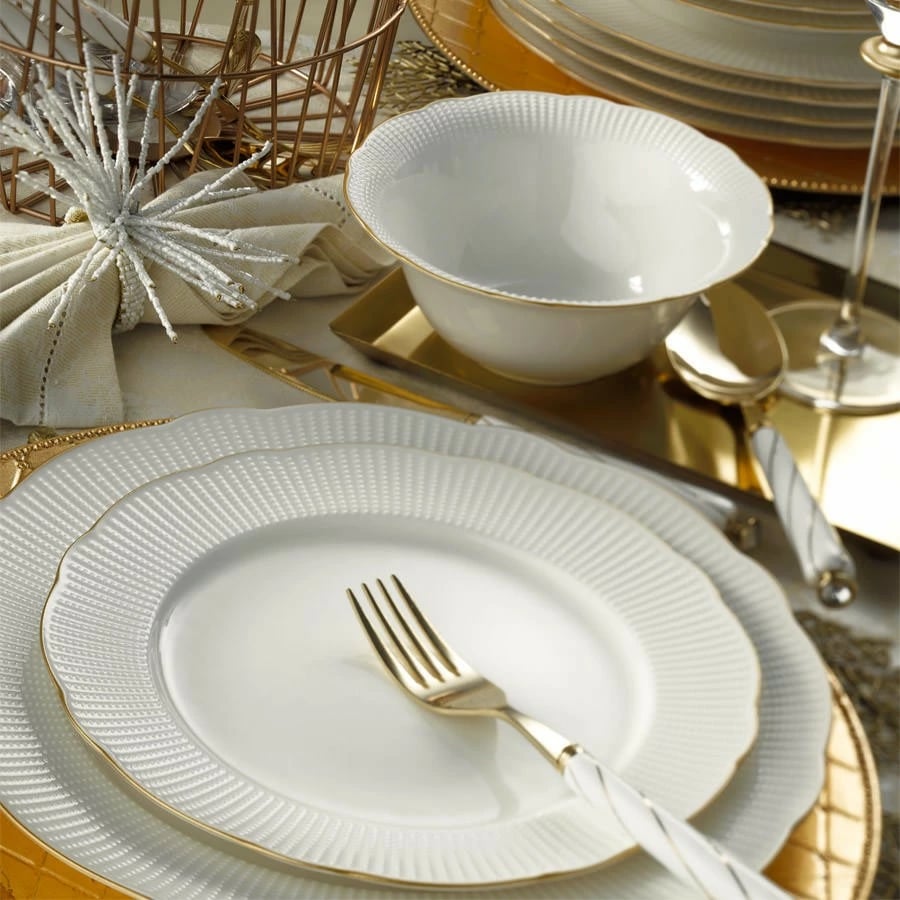 Set enësh për drekë (26 copë), Hermia Concept, BNILY26YT20, ngjyrë e bardhë dhe ari