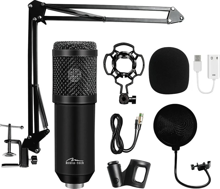 Mikrofon studio Media-Tech MT397K me set aksesorësh, i zi