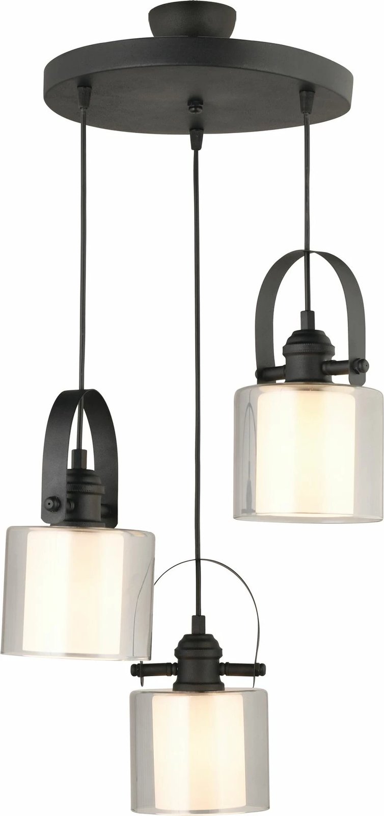 Llambë tavani Opviq, trup metalik, kapak qelqi, e bardhë, 64633