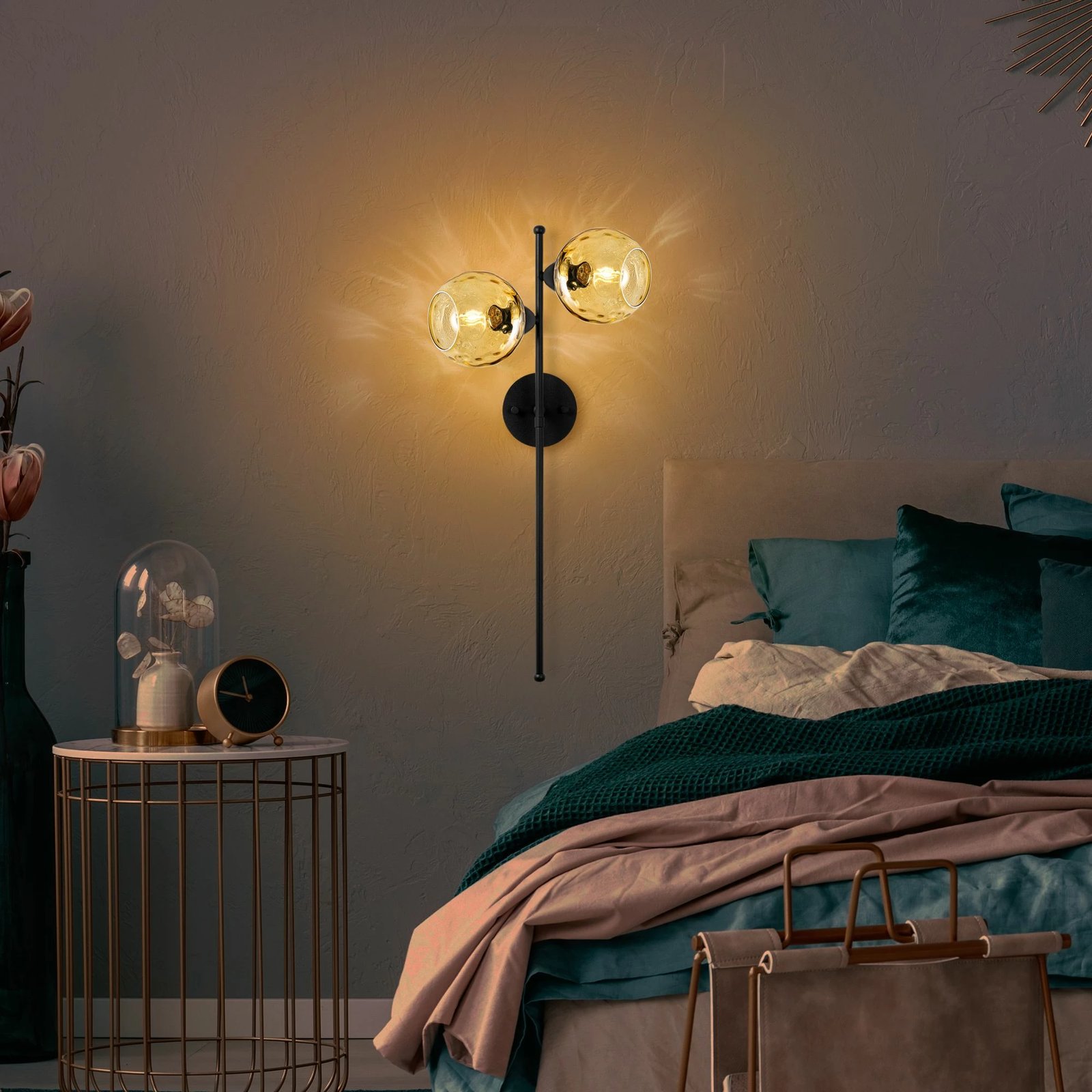 Llambë muri Opviq, Benek - 15 - 14414, metal dhe xham, e verdhë dhe e zezë