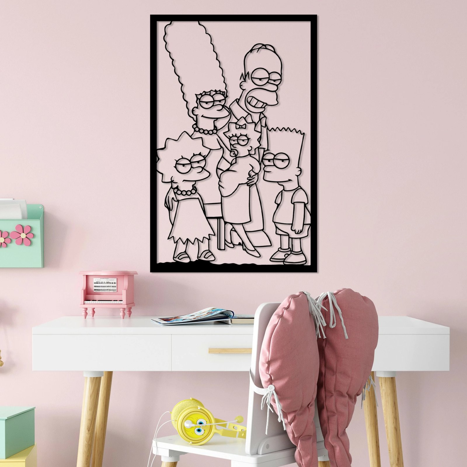 Aksesor dekorativ metalik për mur, Wallity, Sımpson 6, ngjyrë e zezë, 40x62cm