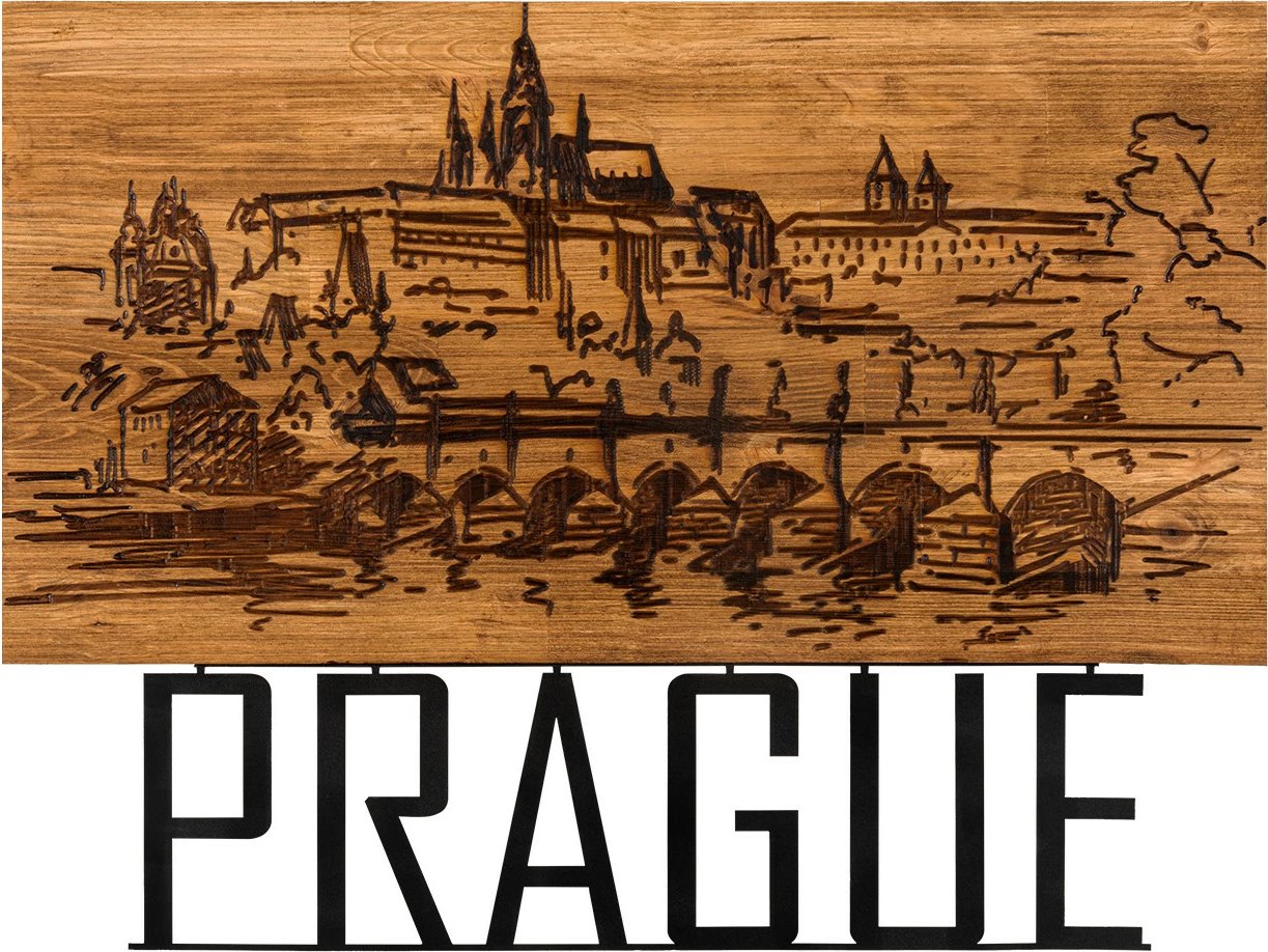 Aksesor dekorativ prej druri për mur, Wallity, Pragë