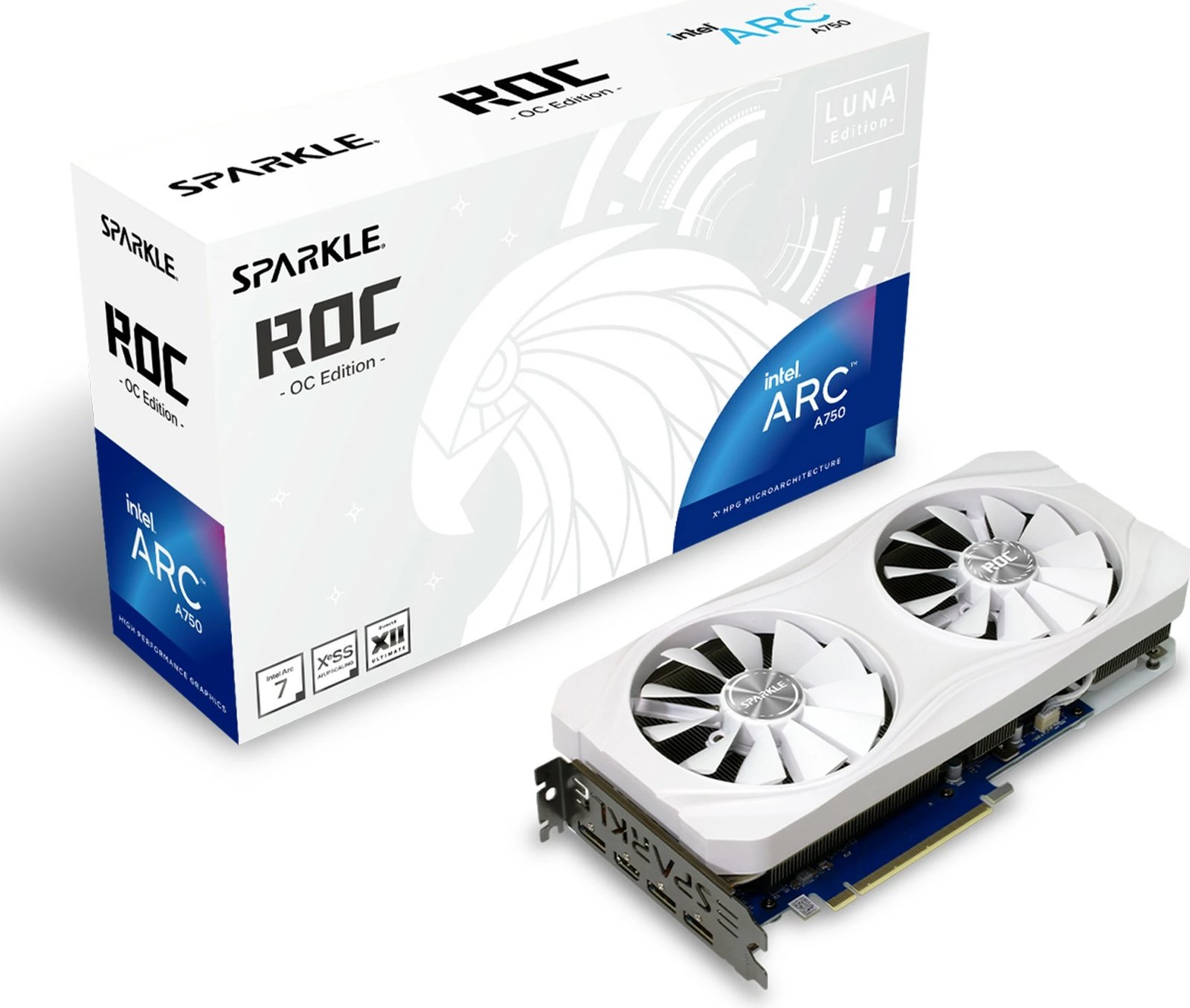 Kartelë grafike Sparkle Intel Arc A750 ROC Luna OC Edition, 8 GB, PCI Express 4.0, e bardhë