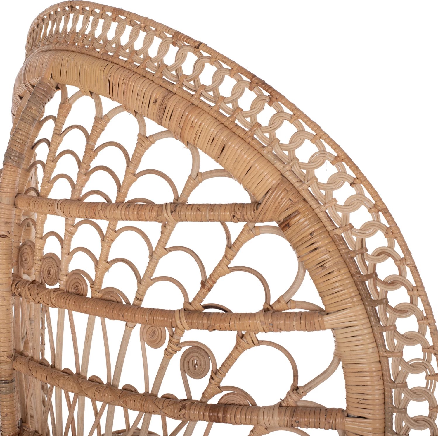 Karrige mbretërore pallua FH9342 rattan natyral - jastëk bezhë 114x72x150Hcm