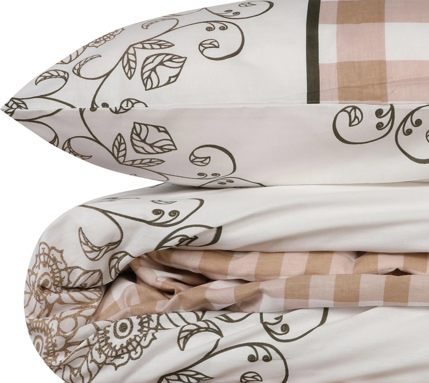 Set mbulesë për jorgan King Ranforce, L'essentiel, rozë, jeshile, e bardhë