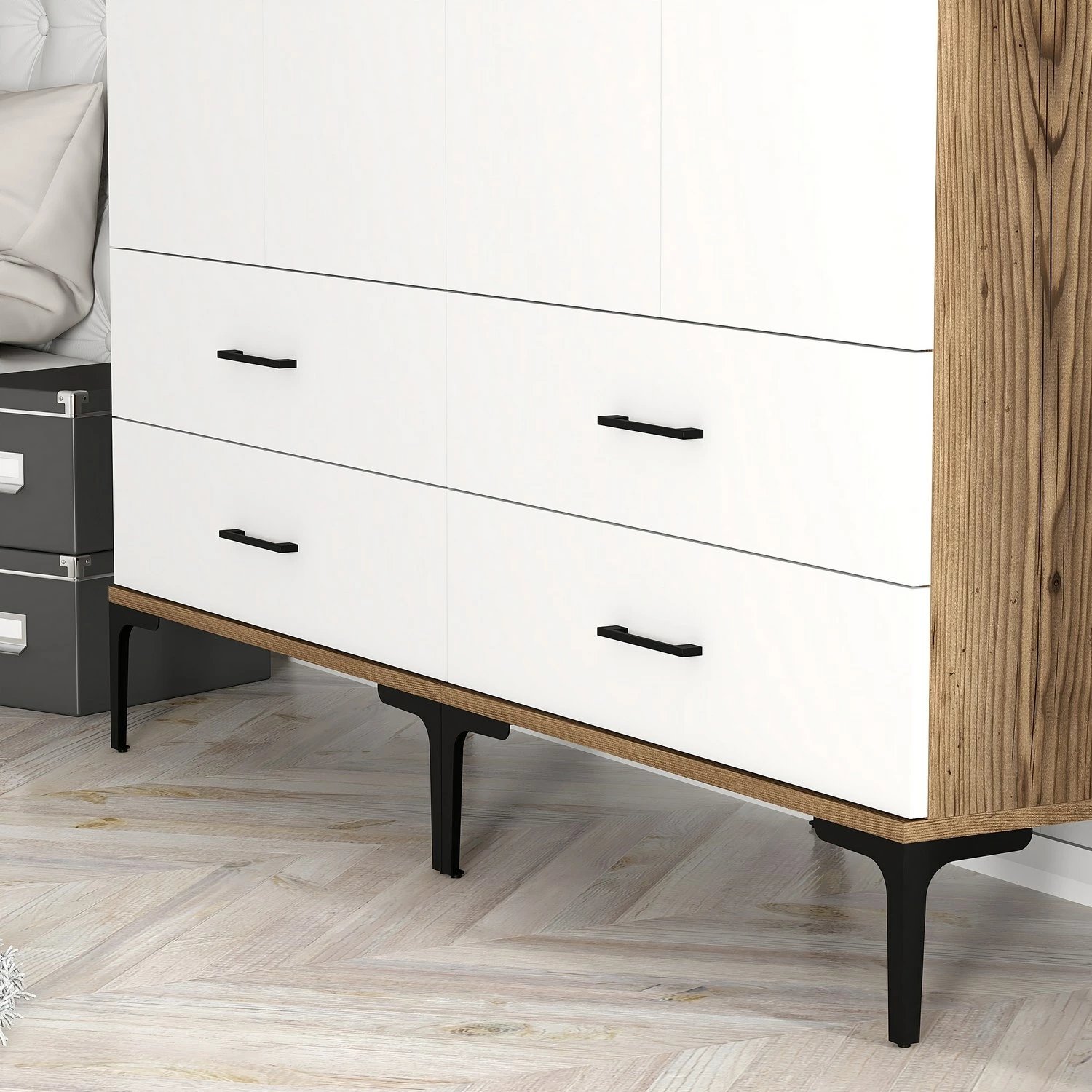 Dollap Hanah Home, Kumsal TT, ngjyrë arre dhe e bardhë