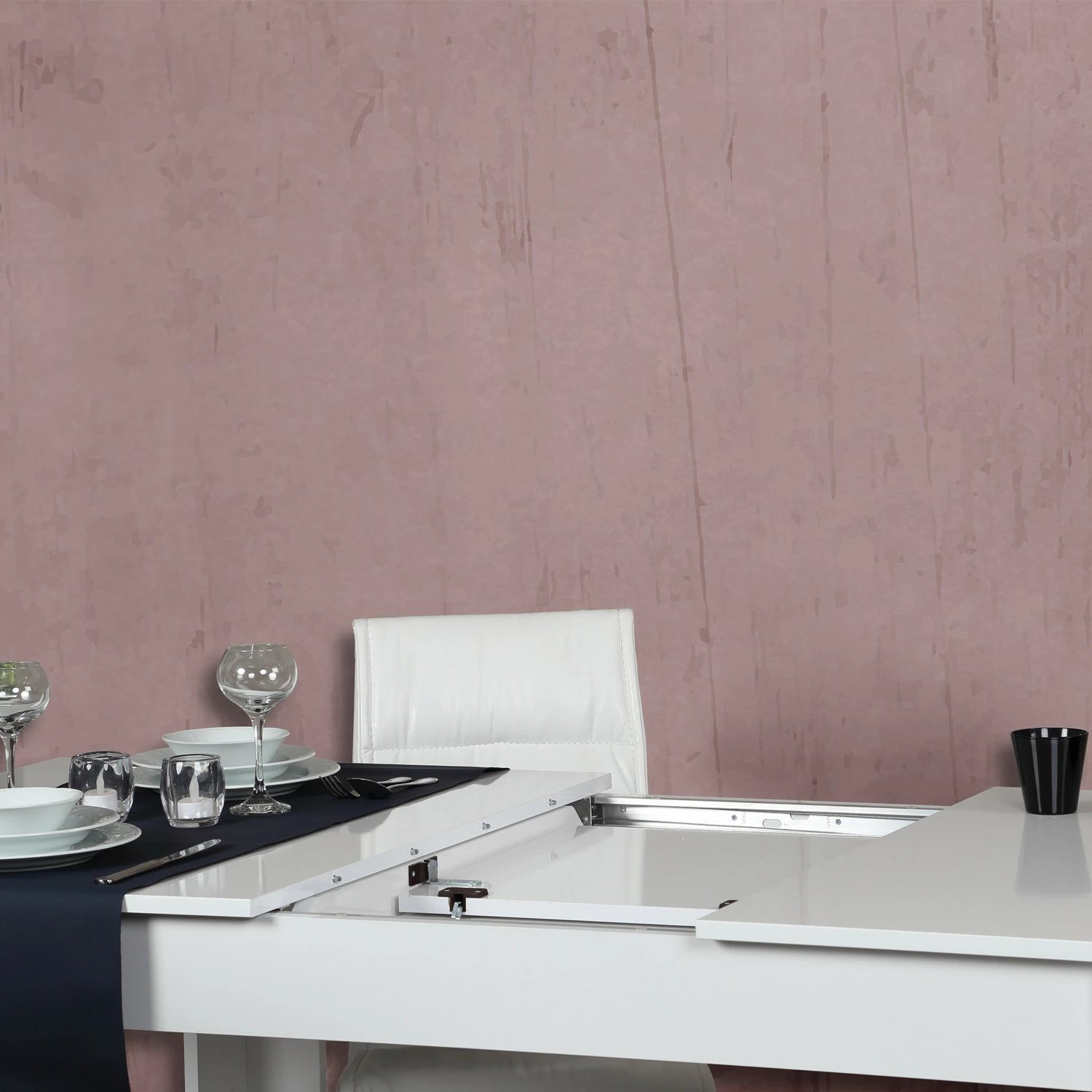 Tavolinë ngrënie me zgjatje, ngjyrë e bardhë, Skye Decor Oblo