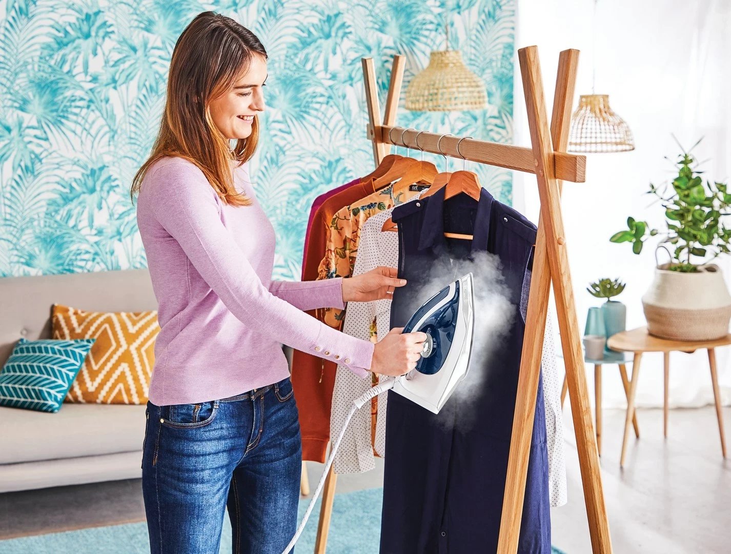 Hekur Tefal Express Essential SV6116, 2200 W, 1.4 L, Bardhë, Blu