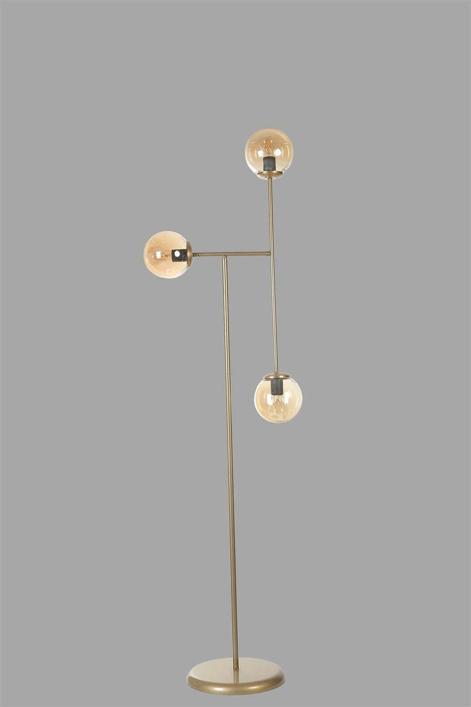 Llambë dyshemeje Opviq, 8821-1, metal dhe qelq, ngjyrë amber dhe ari