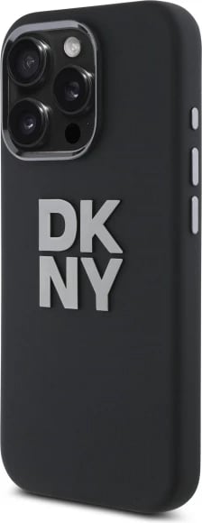 Mbështjellës DKNY Liquid Silicone Metal Logo për iPhone 16 Pro, i zi