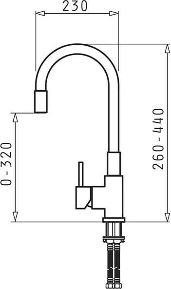Rubinet kuzhine PYRAMIS 090919538, një levë, gryka tërheqëse, krom/bardhë