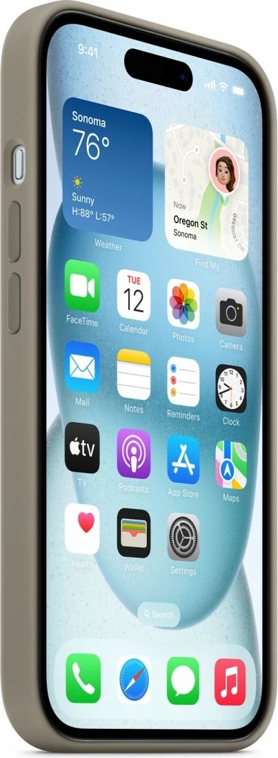 Mbështjellës Apple MXPG3ZM/A për iPhone 15 6.1", silikon, MagSafe, Ash Brown