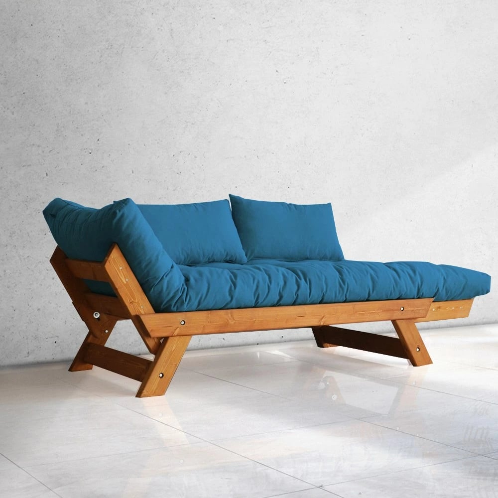 Divan për kopsht, dy vende, ngjyrë teak dhe kaltër, Skye Decor, CPT8104-210