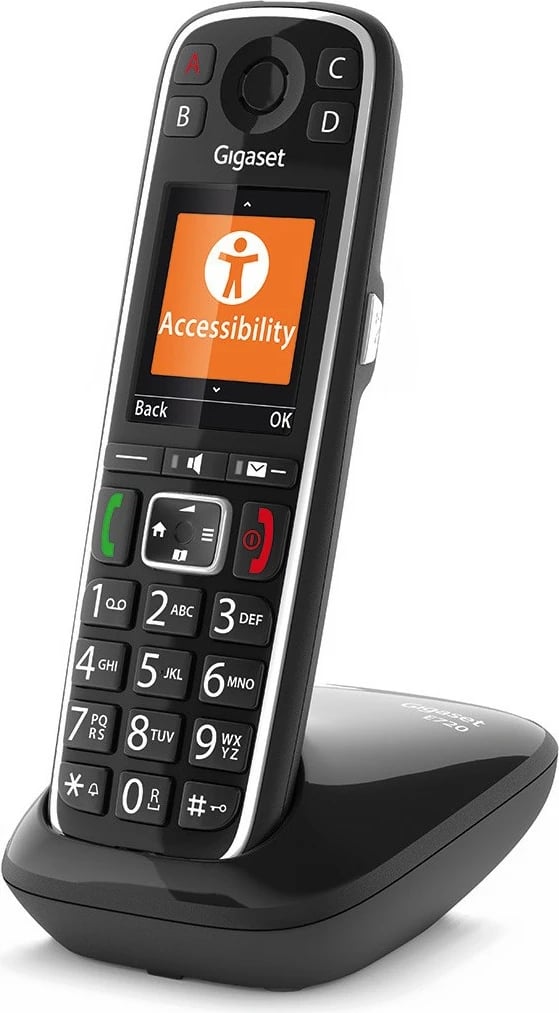 Telefon Gigaset E720, Analog/DECT, Mbajtës pa tel, 200 kontakte, ID thirrës, SMS, Ngjyrë e zezë