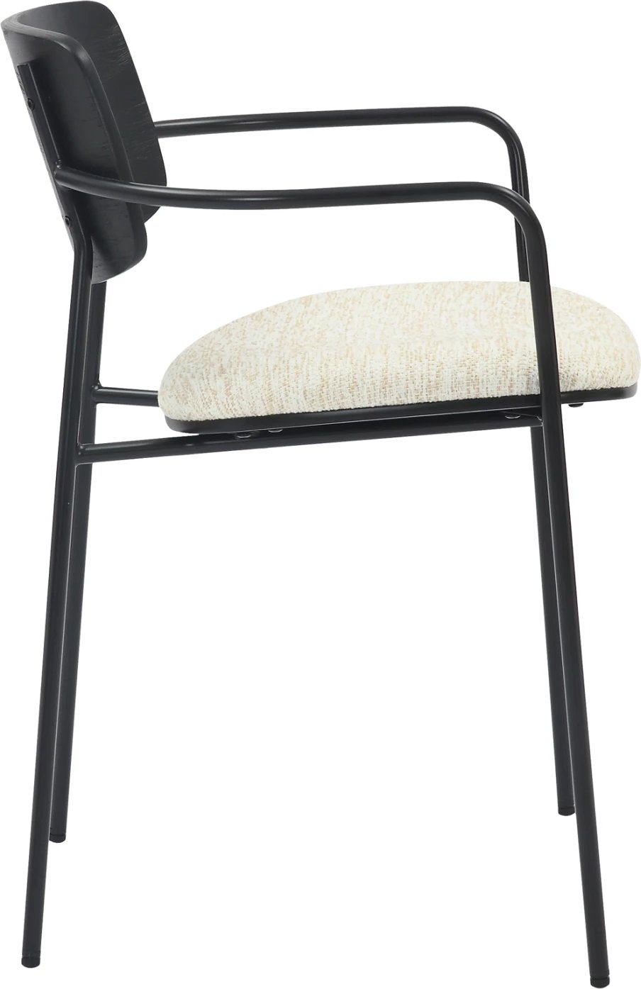 Karrige për ngrënie VIKKI FH9980.02 metal & dru në pëlhurë e zezë-krem, 54x54x75.5H cm, set prej 2 copë