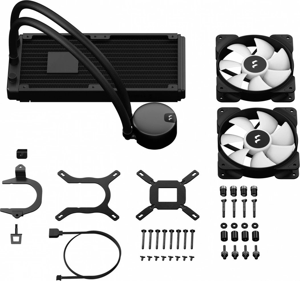 Ftohës uji për CPU Fractal Design Lumen S24 v2 RGB, me dy ventilatorë, i zi