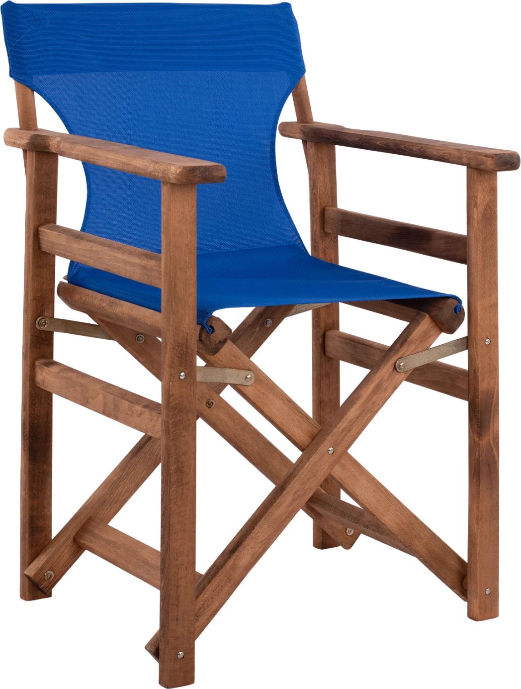 Karrige drejtorësh Limnos, ngjyrë arre, me tekstilene blu, FH10368.01