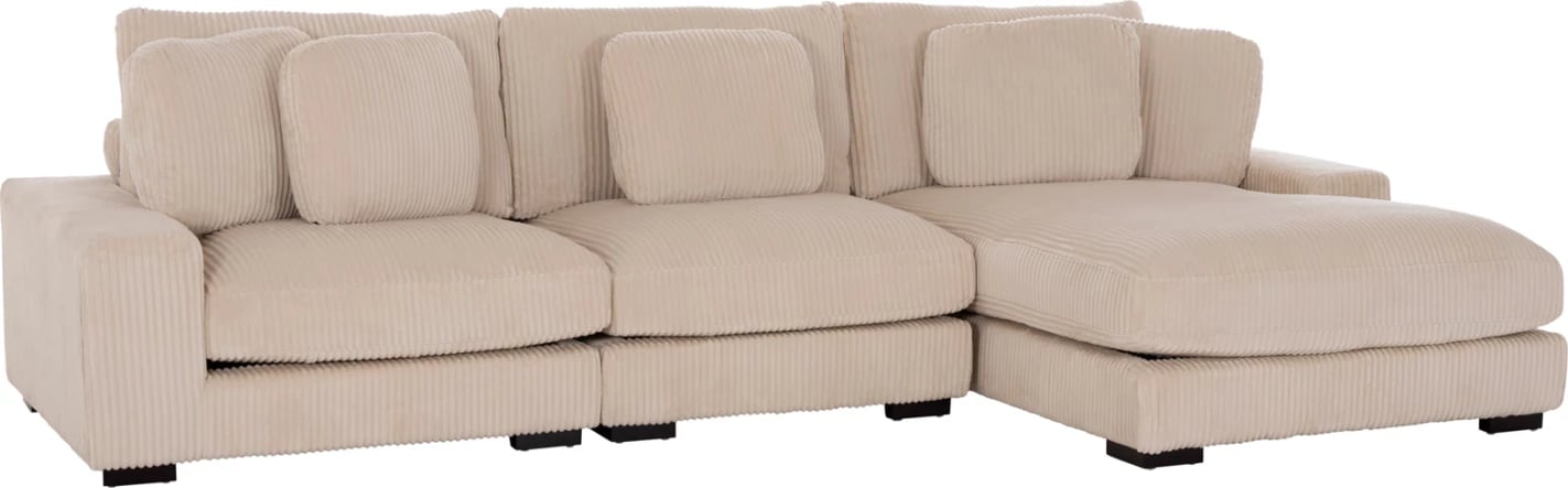 Këndare e madhe CRANFIELD, kënd i djathtë, material korduroj bezhë, FH3287.02R, 313x169x80cm, me 5 jastëkë