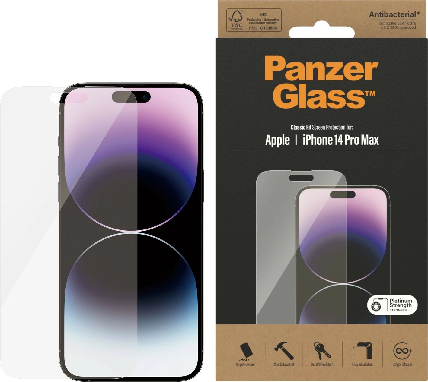 Mbrojtës ekrani PanzerGlass për iPhone 14 Pro Max, transparent