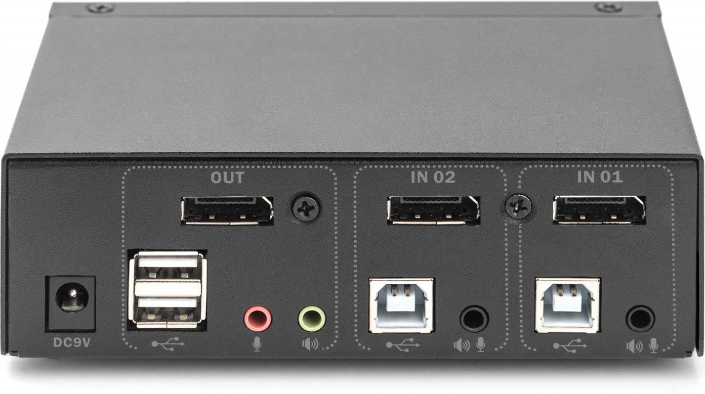 Switch KVM, Digitus DS-12851, 2 porta, 4K 60Hz, 2xDisplayPort IN, 1xDisplayPort OUT, 2xUSB, Audio IN & OUT