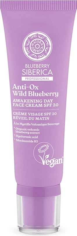 Krem fytyre për femra Natura Siberica Blueberry Siberica Vegan Energizing me SPF20, 50ml