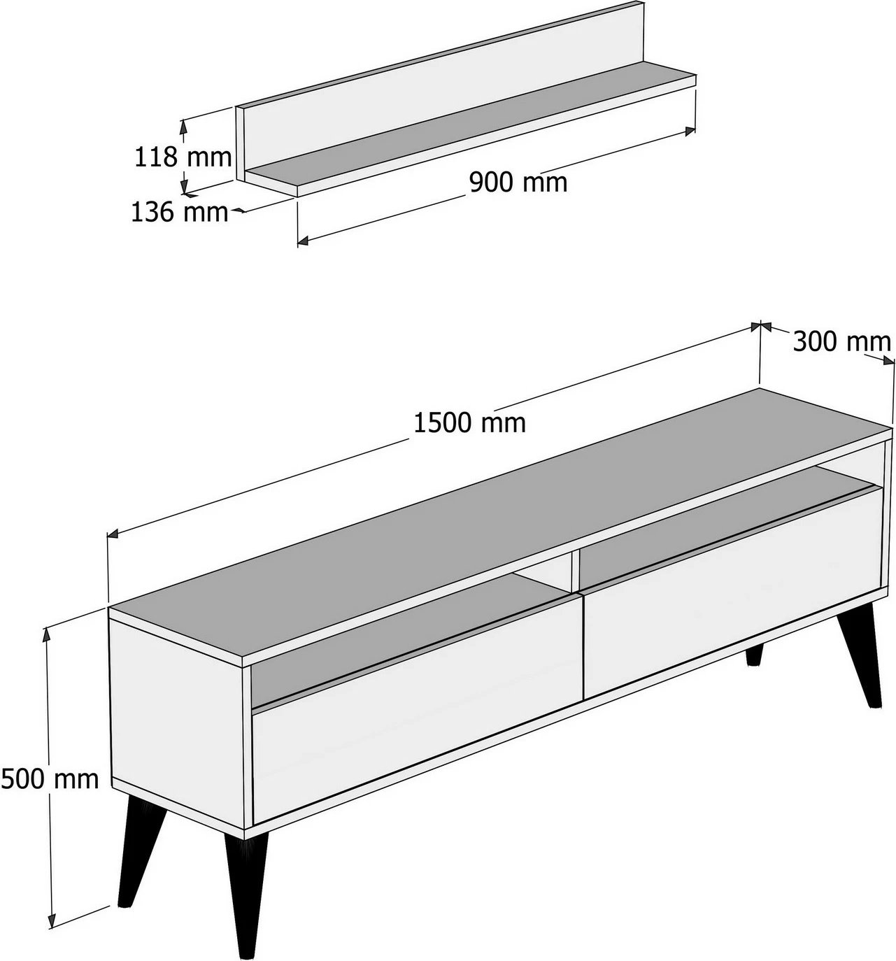 Komodë TV Hanah Home, Best, ngjyrë krem
