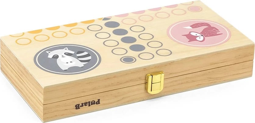 lojë tavoline druri, Viga, Mos u Zemëro, set me 16 figura kafshësh dhe 4 zara, kuti druri, multikolor