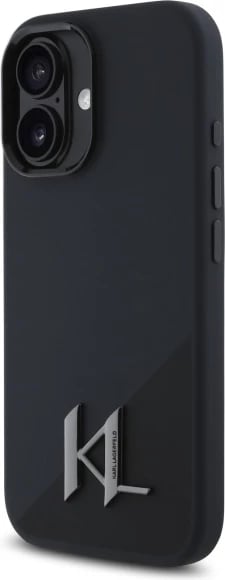 Mbështjellës Karl Lagerfeld Silicone Shadow Metal Initial MagSafe për iPhone 16, Zi
