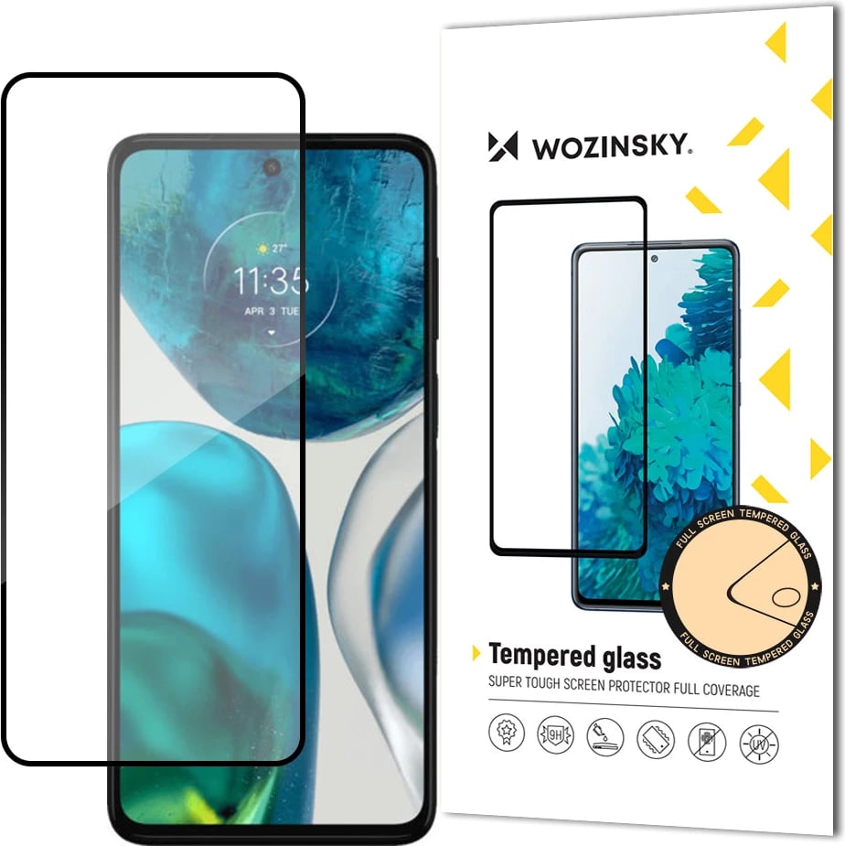 Xham mbrojtës Wozinsky Full Glue me kornizë për Motorola Moto G52, i zi