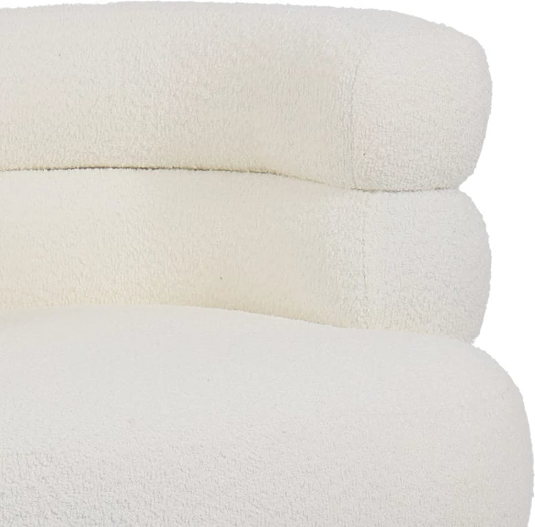 Fotel me pëlhurë boucle, ngjyrë e bardhë, këmbë metalike të zeza, 76x75x72cm