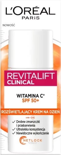 Krem dite për femra L'Oreal Paris Revitalift Clinical Brightening me Vitaminë C dhe SPF50+, 50ml