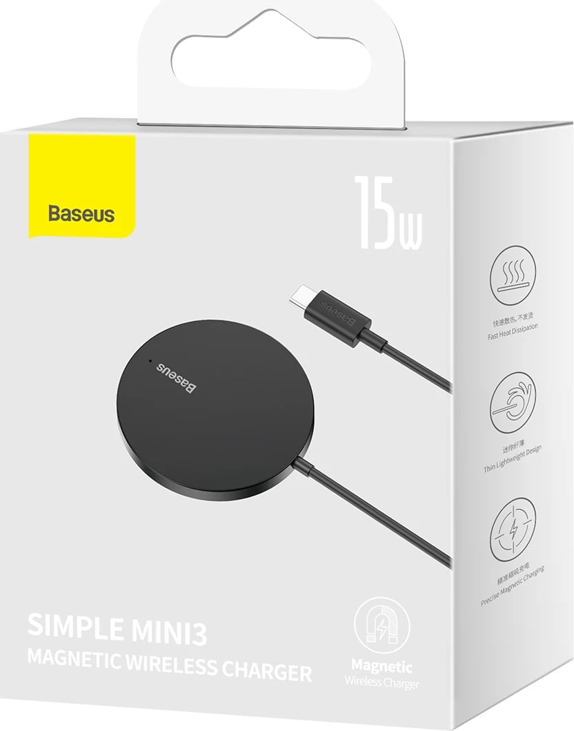 Karikues wireless Baseus Simple Mini3, MagSafe, 15W, i zi Karikues wireless Baseus Simple Mini3, MagSafe, 15W, i zi