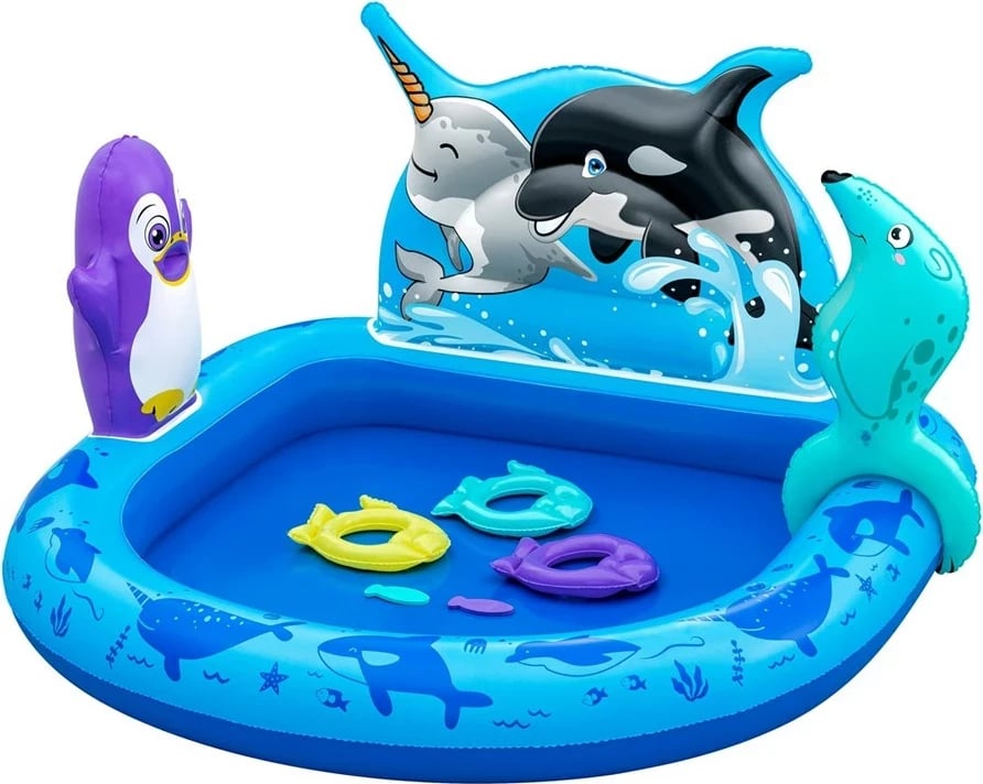 Qendër loje uji e fryrë për fëmijë Bestway Polar Pals, 1.34 m x 1.31 m x 73 cm, Blu