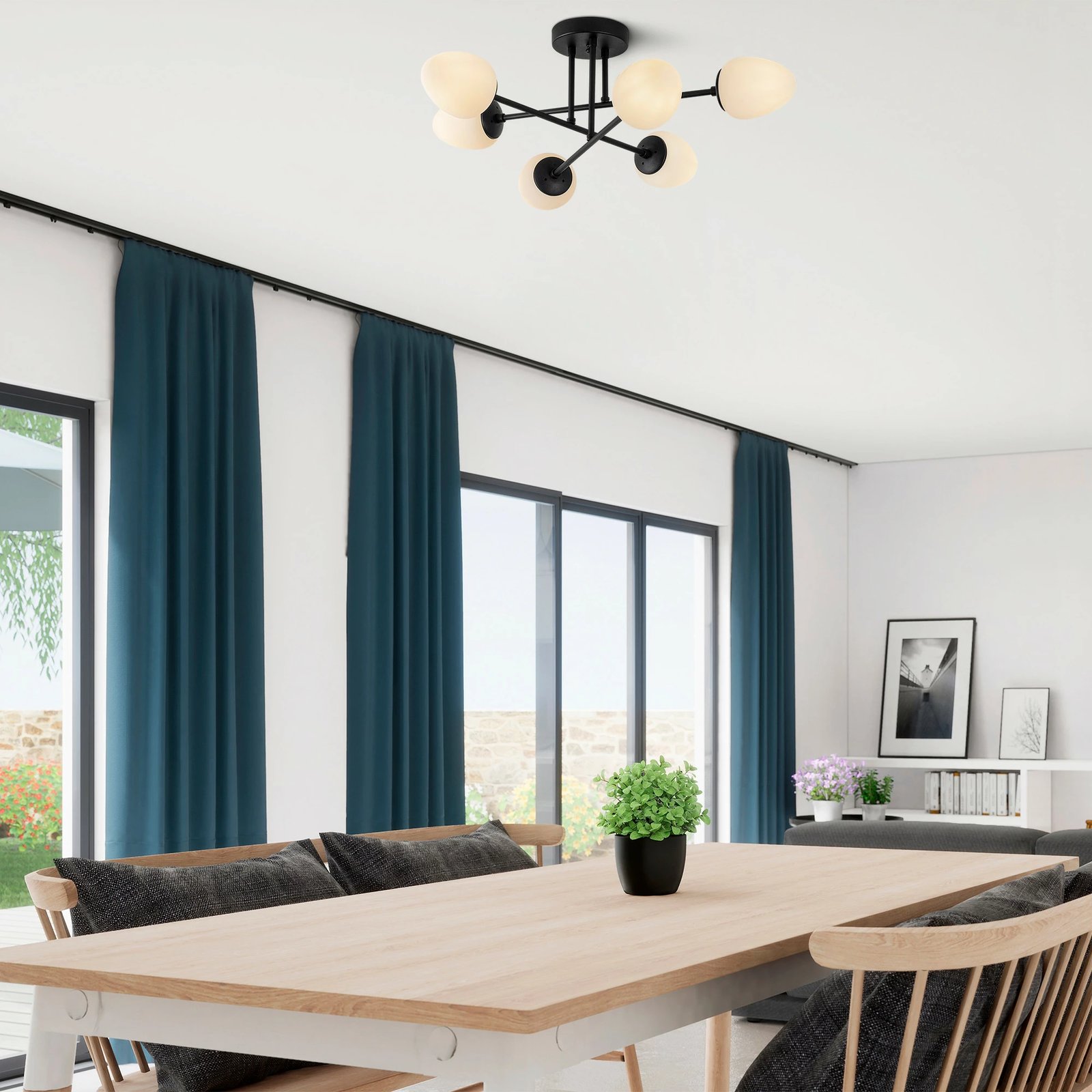 Llambë tavani Opviq Camflo, ngjyrë e zezë dhe krem, 81x81cm