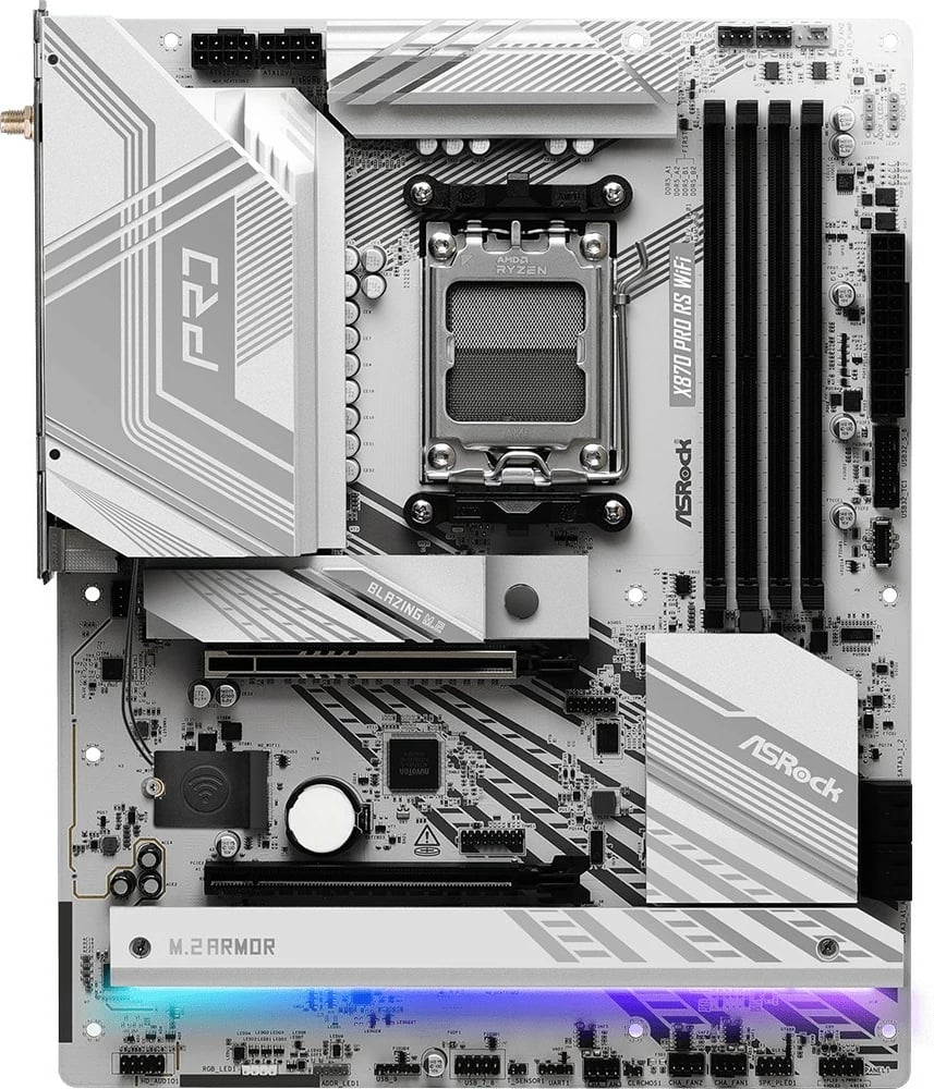 Pllakë amë ASRock X870 Pro RS WiFi, Socket AM5, DDR5-SDRAM, 256 GB, E bardhë
