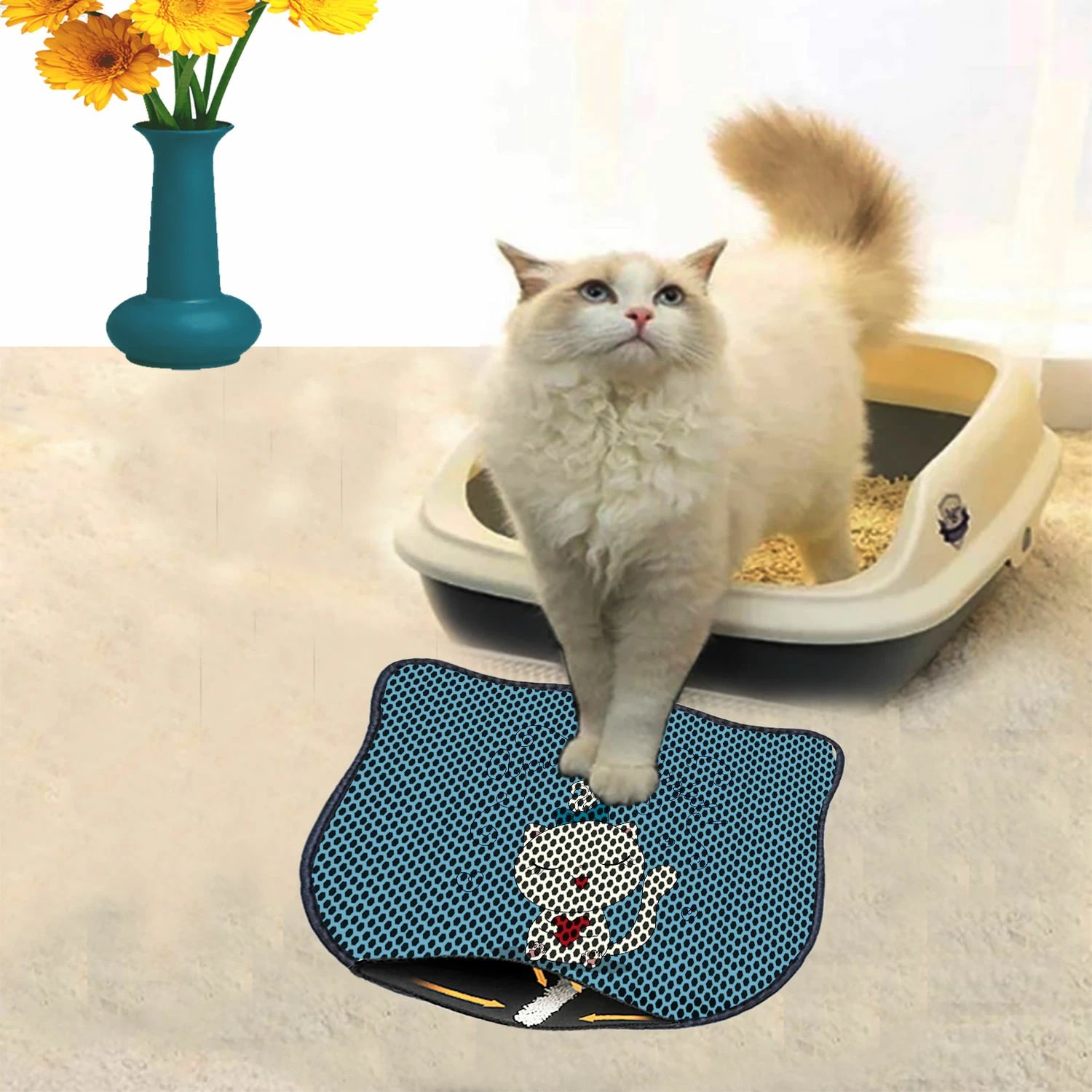 Tapet për rërë mace, Paws & Whiskers, Kdkafa0034, shumëngjyrësh, 40x50cm