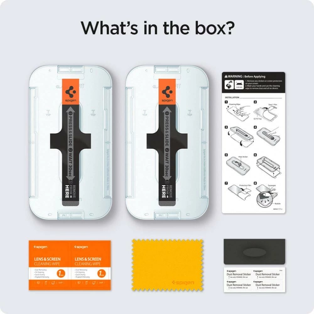 Xham i kalitur, Spigen Glas.tR EZ Fit, për iPhone 13/13 Pro/14/16e, 0.58mm 9H, set 2 copë