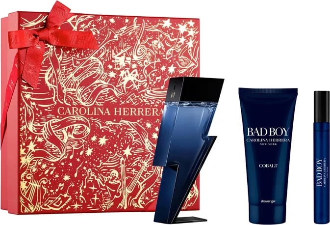 Set Eau de Parfum për meshkuj Carolina Herrera Bad Boy Cobalt 3 copë, 100ml
