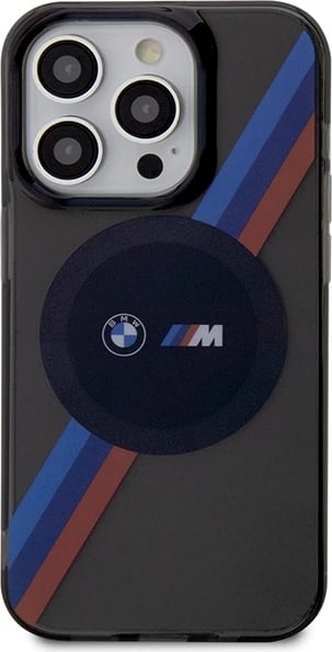 Mbështjellës BMW BMHMP14XHDTK për iPhone 14 Pro Max 6.7", Tricolor Stripes MagSafe, Gri