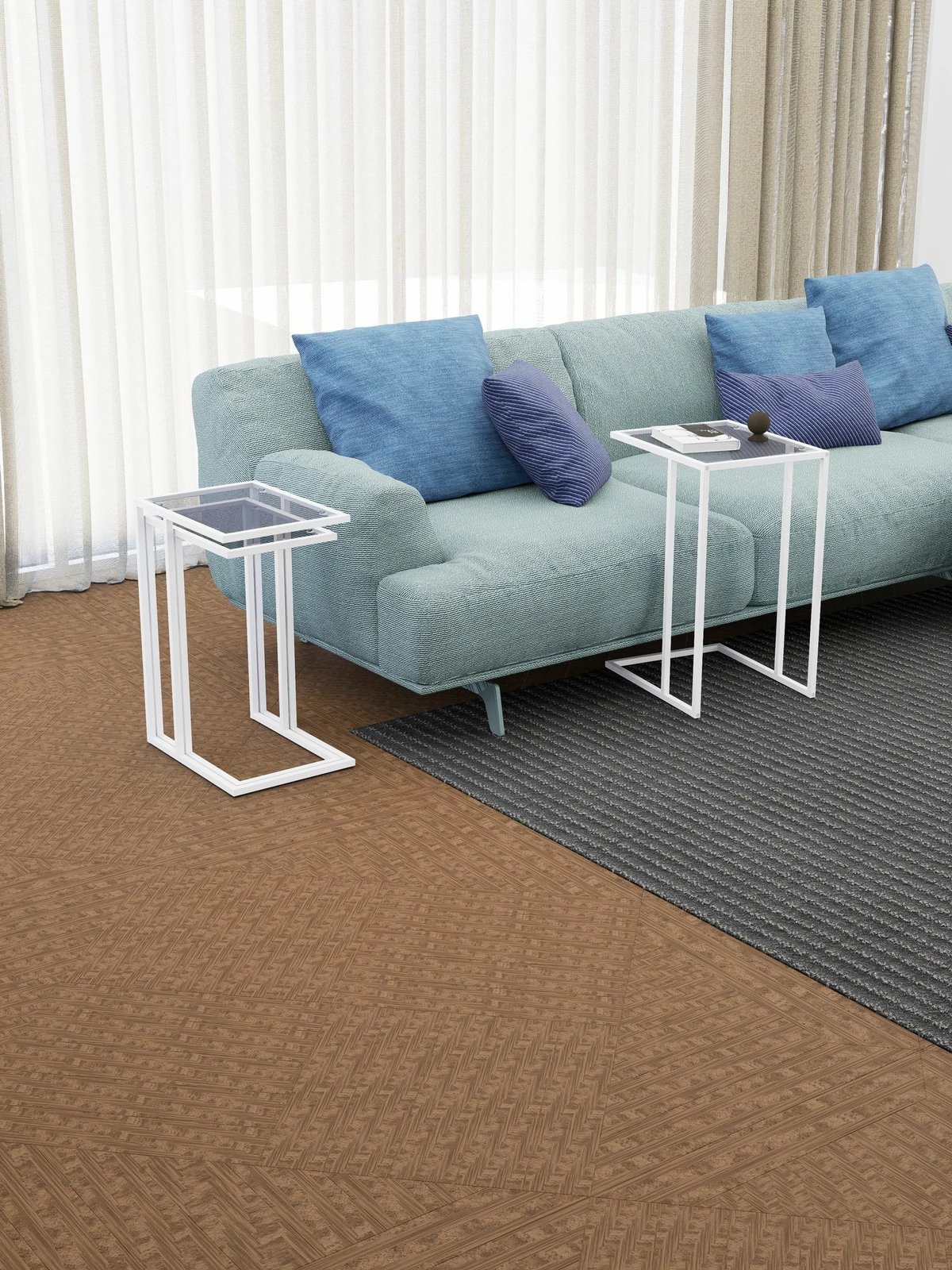 Set tavolinash të vendosshme, 3 copë, Hanah Home Ibiza C, e bardhë, fume