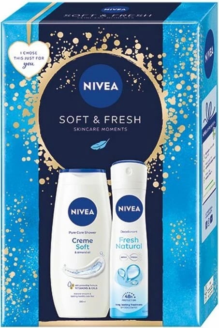 Set për femra Nivea Creme Soft Shower Gel, 250 ml + Fresh Natural Deodorant, 150 ml