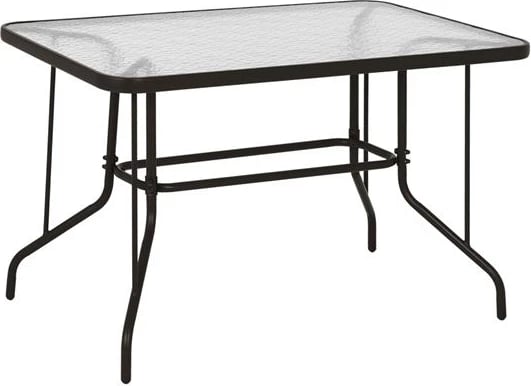 Tavolinë metalike për jashtë, ngjyrë kafe, FH5679.02, me sipërfaqe xhami të forcuar, 120x70x71 cm