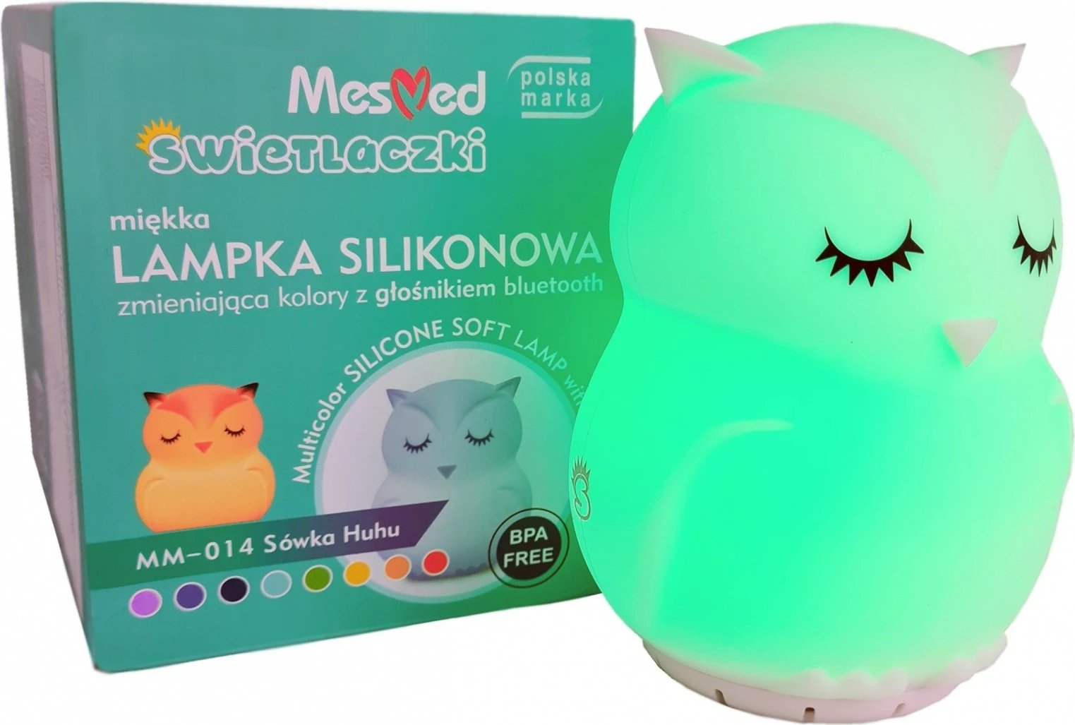 Llambë nate silikoni Mesmed MM014, Bluetooth speaker, ndryshim ngjyrash, Buf, Bardhë